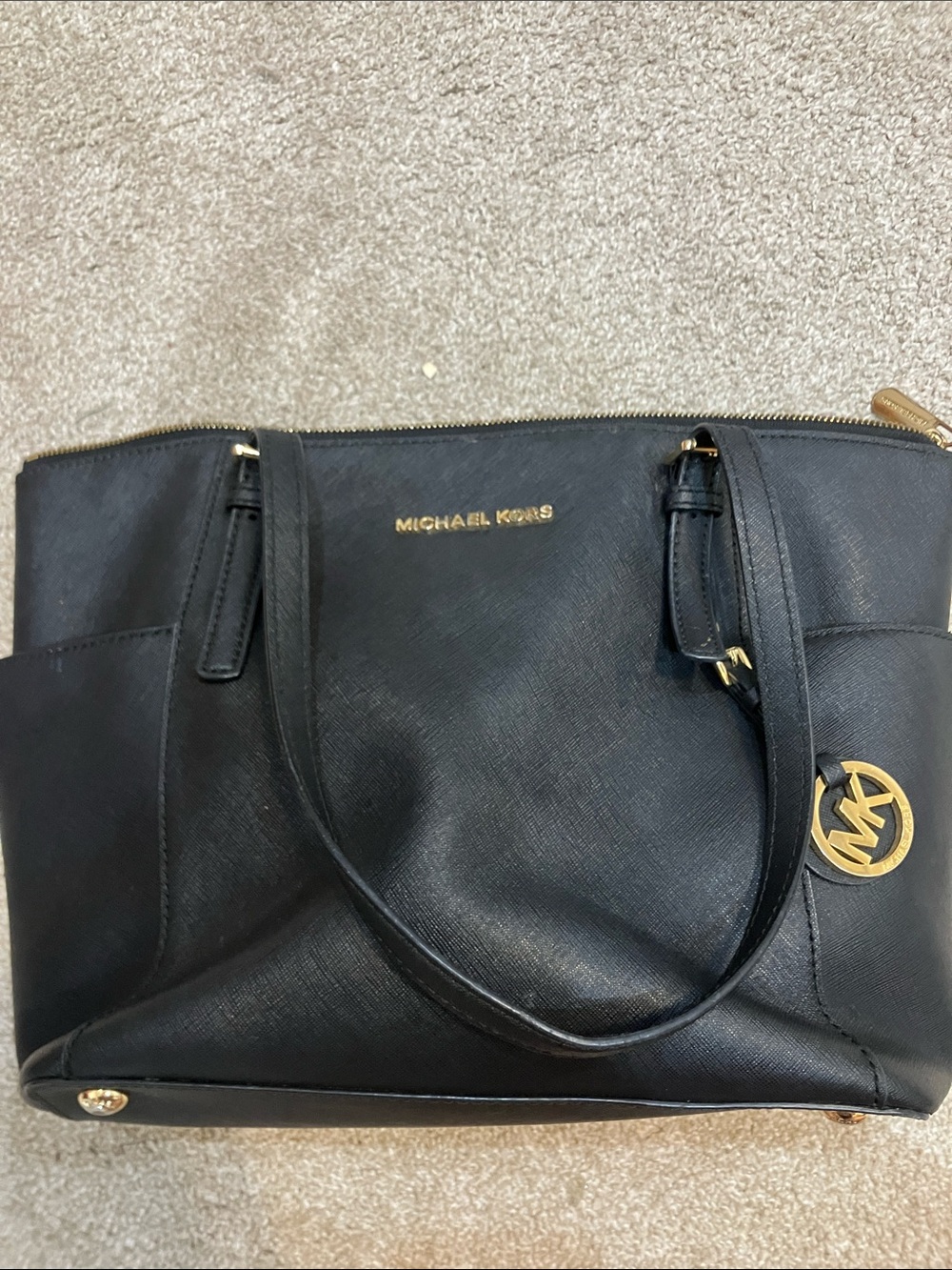 Michael Kors Black Saffiano Tote with Gold Hardware